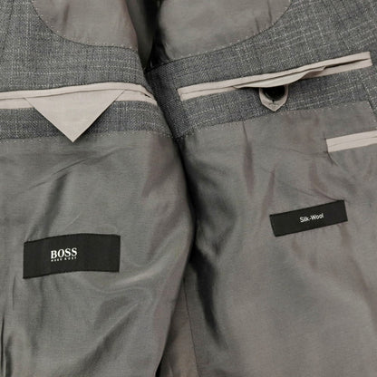 【中古】ヒューゴボス HUGO BOSS ウールシルク 2つボタンスーツ グレー【サイズ52】【 状態ランクC 】【 メンズ 】