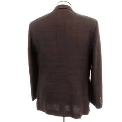 【中古】ランバンコレクション LANVIN COLLECTION リネンウールシルク チェック 2B テーラードジャケット ブラウン【 52 】【 状態ランクB 】【 メンズ 】