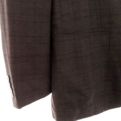 【中古】ランバンコレクション LANVIN COLLECTION リネンウールシルク チェック 2B テーラードジャケット ブラウン【 52 】【 状態ランクB 】【 メンズ 】