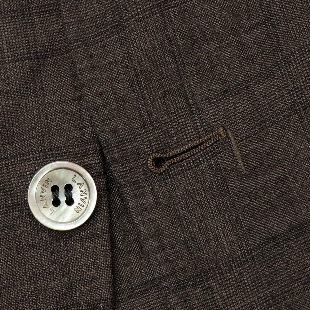 【中古】ランバンコレクション LANVIN COLLECTION リネンウールシルク チェック 2B テーラードジャケット ブラウン【 52 】【 状態ランクB 】【 メンズ 】