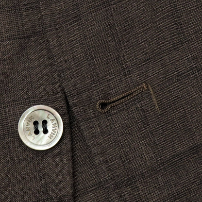 【中古】ランバンコレクション LANVIN COLLECTION リネンウールシルク チェック 2B テーラードジャケット ブラウン【 52 】【 状態ランクB 】【 メンズ 】