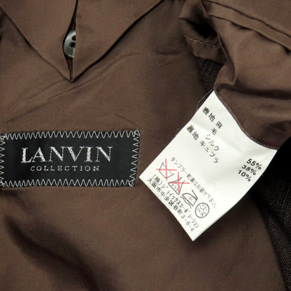 【中古】ランバンコレクション LANVIN COLLECTION リネンウールシルク チェック 2B テーラードジャケット ブラウン【 52 】【 状態ランクB 】【 メンズ 】