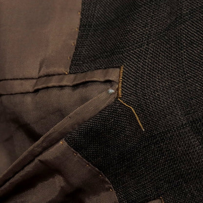 【中古】ランバンコレクション LANVIN COLLECTION リネンウールシルク チェック 2B テーラードジャケット ブラウン【 52 】【 状態ランクB 】【 メンズ 】