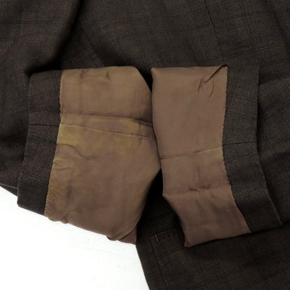 【中古】ランバンコレクション LANVIN COLLECTION リネンウールシルク チェック 2B テーラードジャケット ブラウン【 52 】【 状態ランクB 】【 メンズ 】