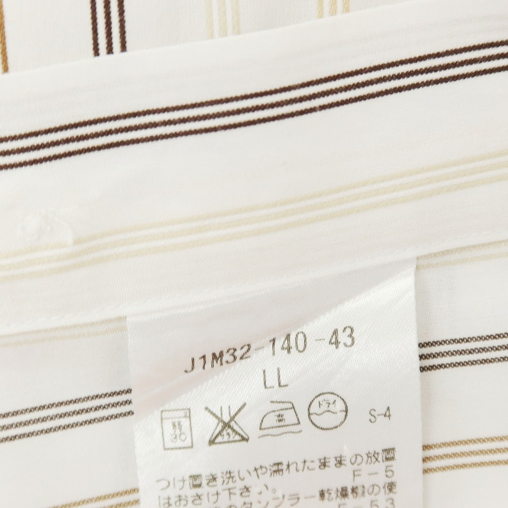 【中古】ポールスチュアート PAUL STUART コットン ストライプ 半袖シャツ ホワイトxブラウン【サイズLL】【 状態ランクB 】【 メンズ 】