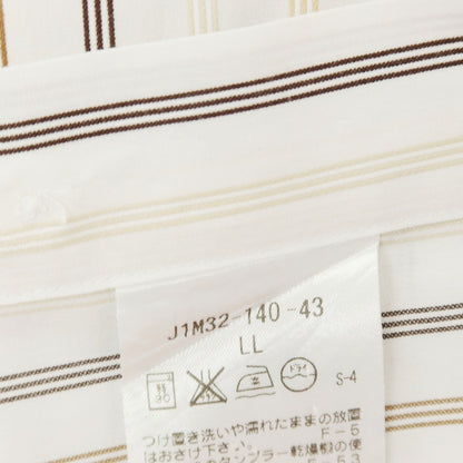 【中古】ポールスチュアート PAUL STUART コットン ストライプ 半袖シャツ ホワイトxブラウン【サイズLL】【 状態ランクB 】【 メンズ 】