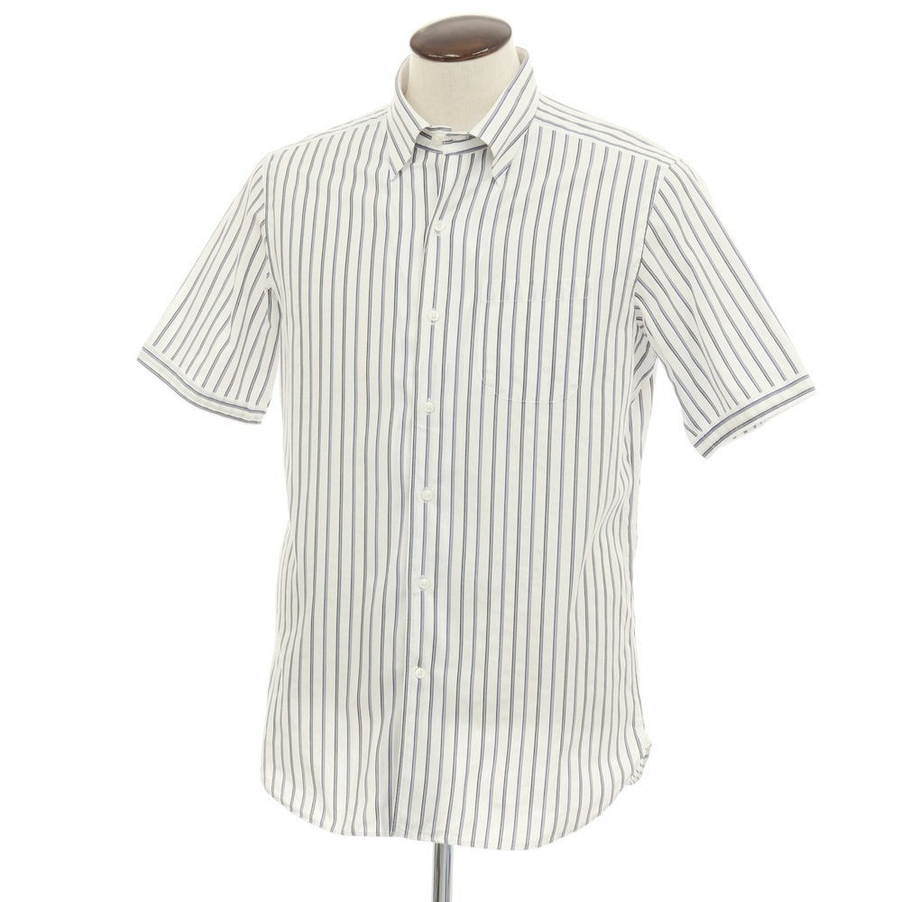 【中古】ダーバン D’URBAN コットン ストライプ 半袖シャツ ホワイトxブルー【サイズ43】【 状態ランクB 】【 メンズ 】 [DPD]
