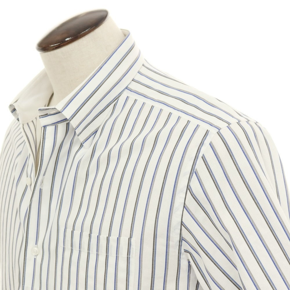 【中古】ダーバン D’URBAN コットン ストライプ 半袖シャツ ホワイトxブルー【サイズ43】【 状態ランクB 】【 メンズ 】 [DPD]