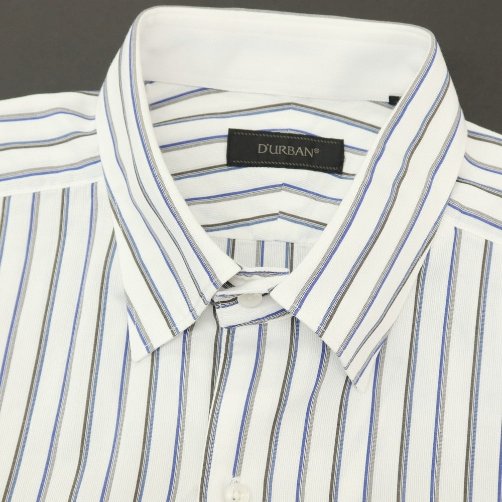 【中古】ダーバン D’URBAN コットン ストライプ 半袖シャツ ホワイトxブルー【サイズ43】【 状態ランクB 】【 メンズ 】