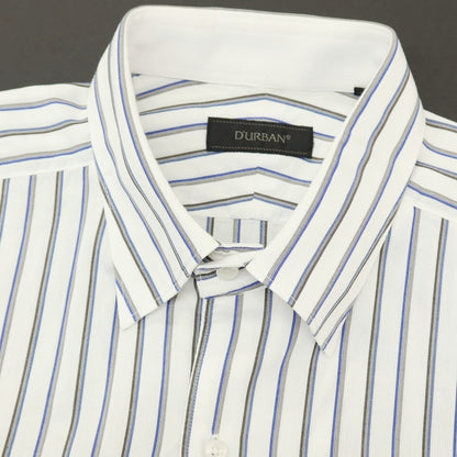 【中古】ダーバン D’URBAN コットン ストライプ 半袖シャツ ホワイトxブルー【サイズ43】【 状態ランクB 】【 メンズ 】