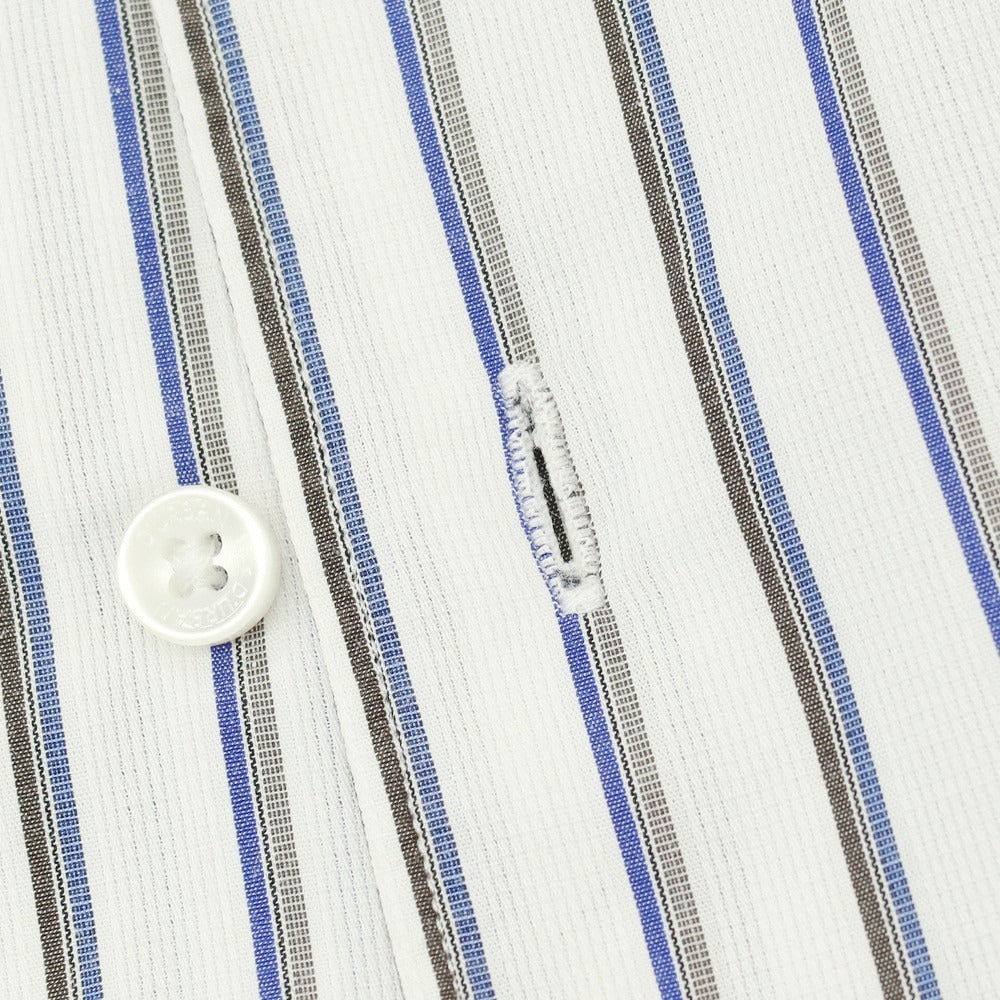 【中古】ダーバン D’URBAN コットン ストライプ 半袖シャツ ホワイトxブルー【サイズ43】【 状態ランクB 】【 メンズ 】