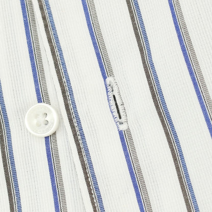 【中古】ダーバン D’URBAN コットン ストライプ 半袖シャツ ホワイトxブルー【サイズ43】【 状態ランクB 】【 メンズ 】