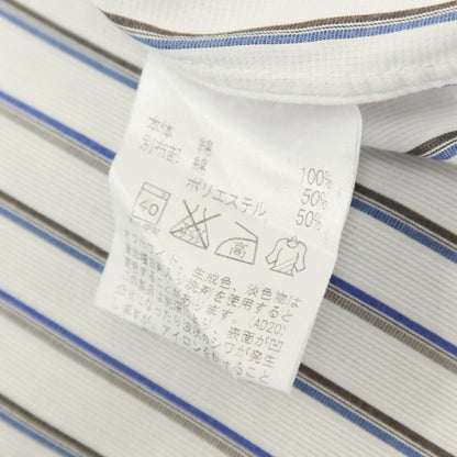 【中古】ダーバン D’URBAN コットン ストライプ 半袖シャツ ホワイトxブルー【サイズ43】【 状態ランクB 】【 メンズ 】 [DPD]