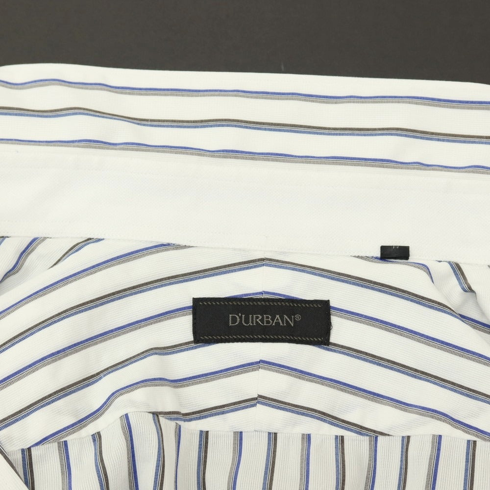 【中古】ダーバン D’URBAN コットン ストライプ 半袖シャツ ホワイトxブルー【サイズ43】【 状態ランクB 】【 メンズ 】