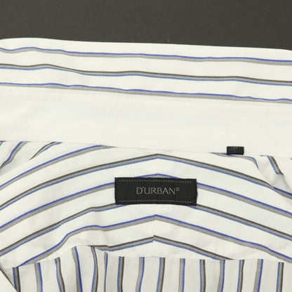 【中古】ダーバン D’URBAN コットン ストライプ 半袖シャツ ホワイトxブルー【サイズ43】【 状態ランクB 】【 メンズ 】