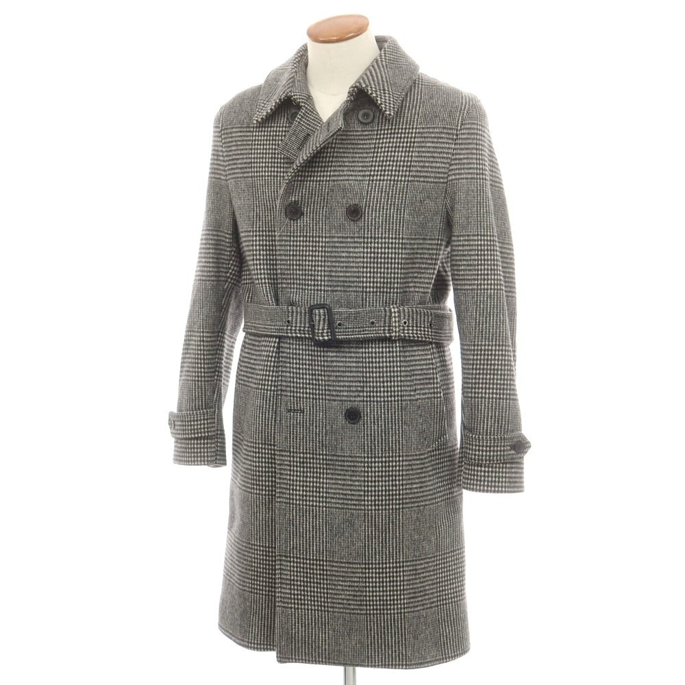 【中古】マッキントッシュ Mackintosh ウール グレンチェック ベルテッド ダブルブレストコート ブラックxホワイト【 38 】【 状態ランクB 】【 メンズ 】