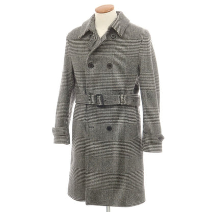 【中古】マッキントッシュ Mackintosh ウール グレンチェック ベルテッド ダブルブレストコート ブラックxホワイト【 38 】【 状態ランクB 】【 メンズ 】