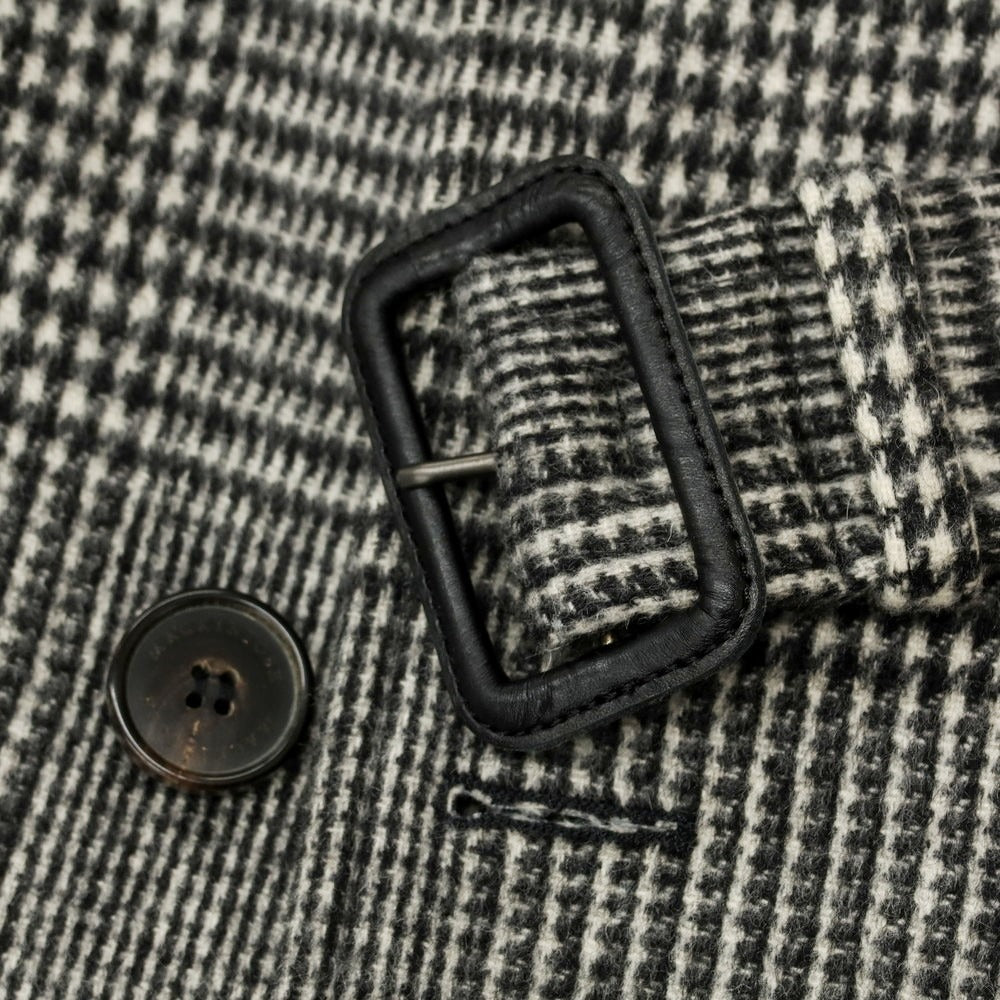 【中古】マッキントッシュ Mackintosh ウール グレンチェック ベルテッド ダブルブレストコート ブラックxホワイト【 38 】【 状態ランクB 】【 メンズ 】