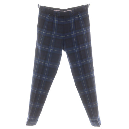 【中古】ベルナール ザンス BERNARD ZINS ウール チェック ドレススラックスパンツ ネイビーxブルー【 42 】【 状態ランクA 】【 メンズ 】