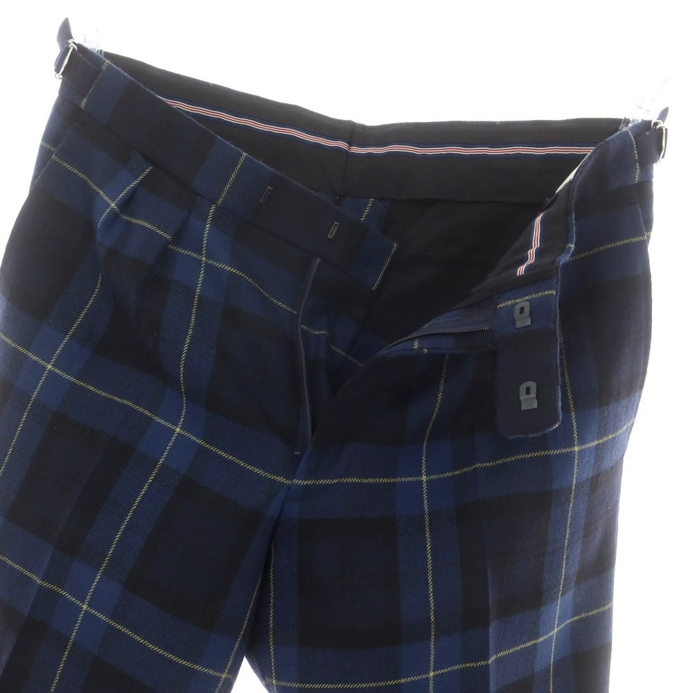 【中古】ベルナール ザンス BERNARD ZINS ウール チェック ドレススラックスパンツ ネイビーxブルー【 42 】【 状態ランクA 】【 メンズ 】