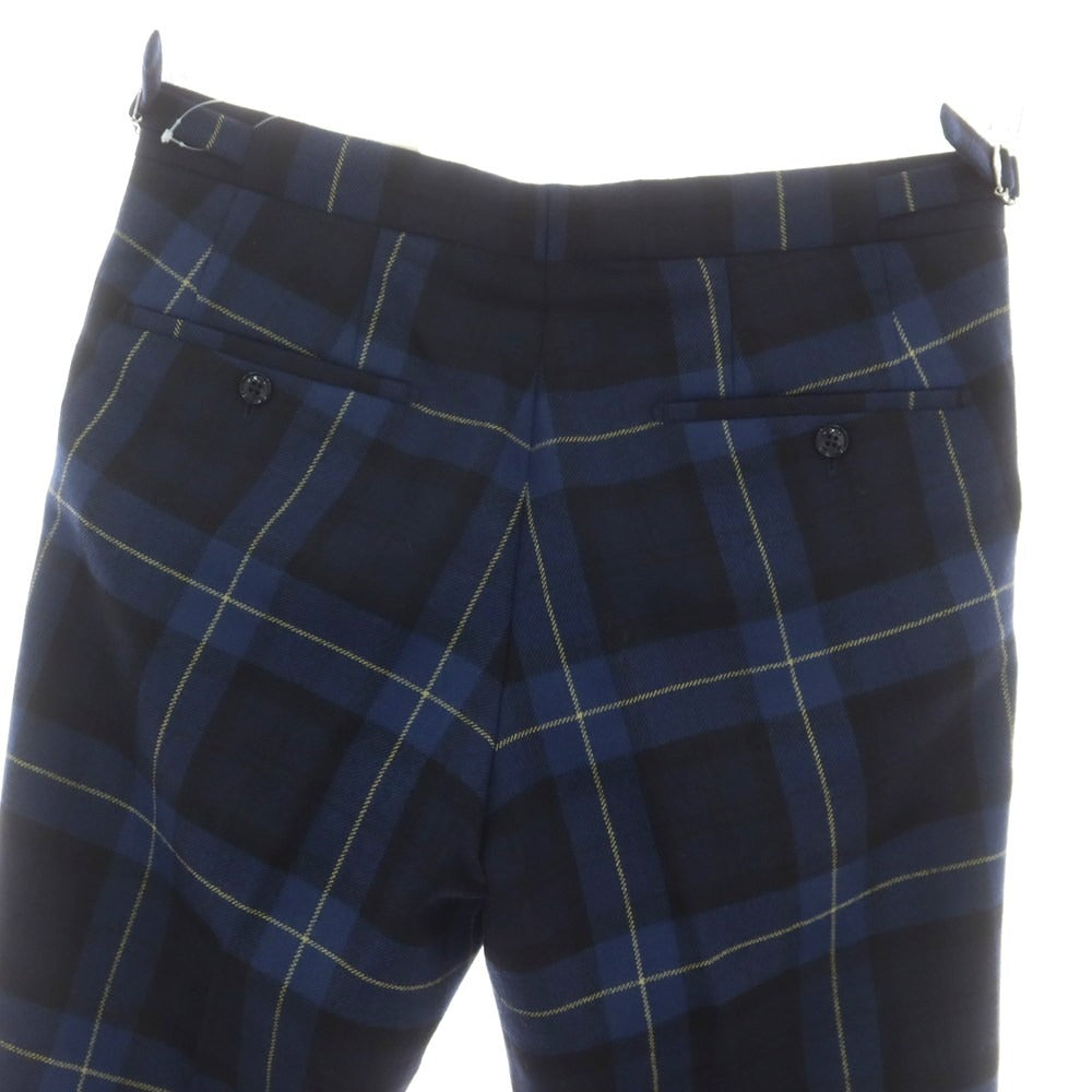 【中古】ベルナール ザンス BERNARD ZINS ウール チェック ドレススラックスパンツ ネイビーxブルー【 42 】【 状態ランクA 】【 メンズ 】