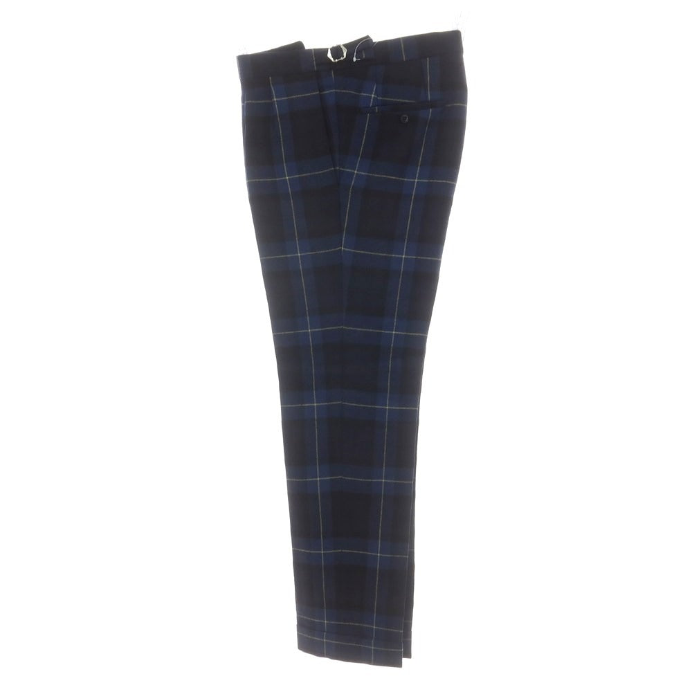 【中古】ベルナール ザンス BERNARD ZINS ウール チェック ドレススラックスパンツ ネイビーxブルー【 42 】【 状態ランクA 】【 メンズ 】