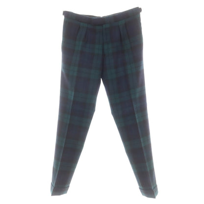 【中古】ベルナール ザンス BERNARD ZINS ウール チェック ドレススラックスパンツ グリーンxネイビー【 40 】【 状態ランクA 】【 メンズ 】
