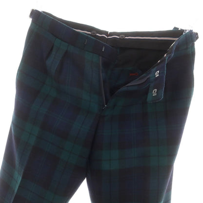 【中古】ベルナール ザンス BERNARD ZINS ウール チェック ドレススラックスパンツ グリーンxネイビー【 40 】【 状態ランクA 】【 メンズ 】