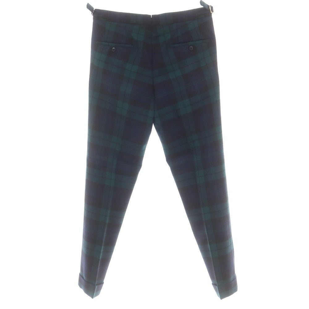 【中古】ベルナール ザンス BERNARD ZINS ウール チェック ドレススラックスパンツ グリーンxネイビー【 40 】【 状態ランクA 】【 メンズ 】