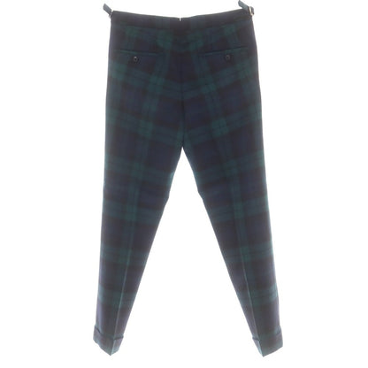 【中古】ベルナール ザンス BERNARD ZINS ウール チェック ドレススラックスパンツ グリーンxネイビー【 40 】【 状態ランクA 】【 メンズ 】