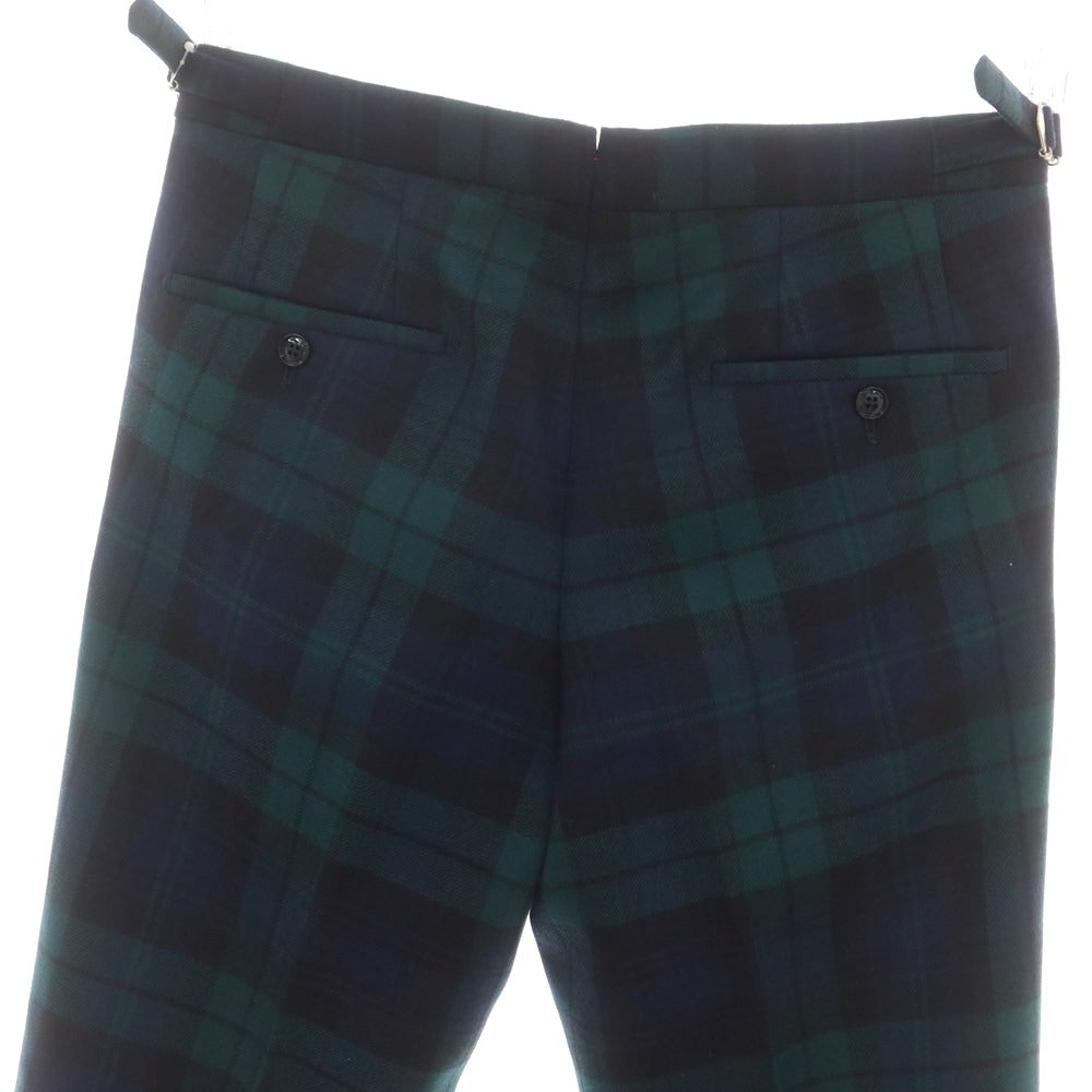 【中古】ベルナール ザンス BERNARD ZINS ウール チェック ドレススラックスパンツ グリーンxネイビー【 40 】【 状態ランクA 】【 メンズ 】