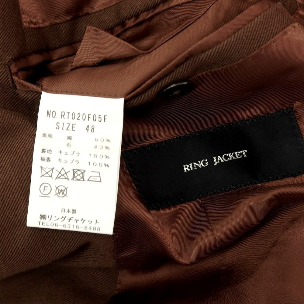 【中古】リングヂャケット RING JACKET コットンウール 3つボタンスーツ ブラウン【サイズ48】【 状態ランクC 】【 メンズ 】