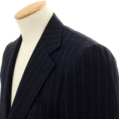 【中古】アントニオ パニコ Antonio Panico ウール ストライプ 3つボタンスーツ ネイビーxライトグレー【サイズ44】【 状態ランクD 】【 メンズ 】