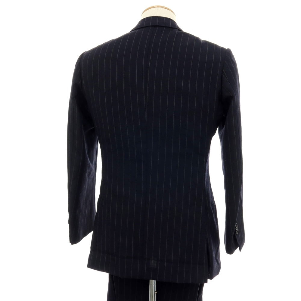 【中古】アントニオ パニコ Antonio Panico ウール ストライプ 3つボタンスーツ ネイビーxライトグレー【サイズ44】【 状態ランクD 】【 メンズ 】