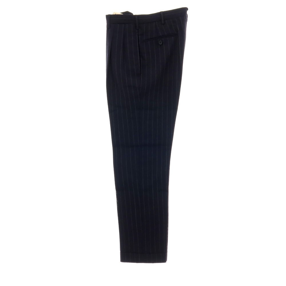 【中古】アントニオ パニコ Antonio Panico ウール ストライプ 3つボタンスーツ ネイビーxライトグレー【サイズ44】【 状態ランクD 】【 メンズ 】