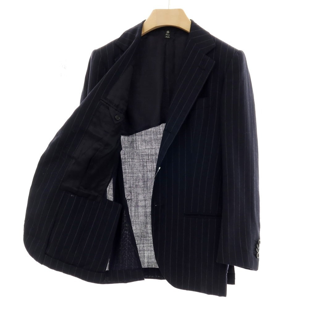 【中古】アントニオ パニコ Antonio Panico ウール ストライプ 3つボタンスーツ ネイビーxライトグレー【サイズ44】【 状態ランクD 】【 メンズ 】