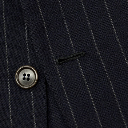 【中古】アントニオ パニコ Antonio Panico ウール ストライプ 3つボタンスーツ ネイビーxライトグレー【サイズ44】【 状態ランクD 】【 メンズ 】