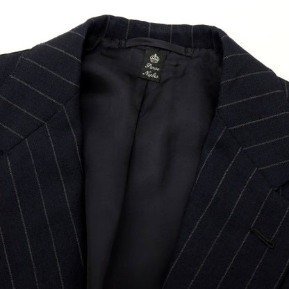 【中古】アントニオ パニコ Antonio Panico ウール ストライプ 3つボタンスーツ ネイビーxライトグレー【サイズ44】【 状態ランクD 】【 メンズ 】