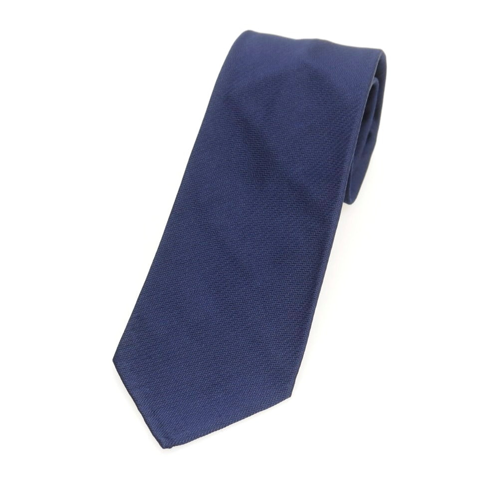 【中古】マリネッラ E.MARINELLA セッテピエゲ シルク 無地ネクタイ ネイビー【 状態ランクB 】【 メンズ 】