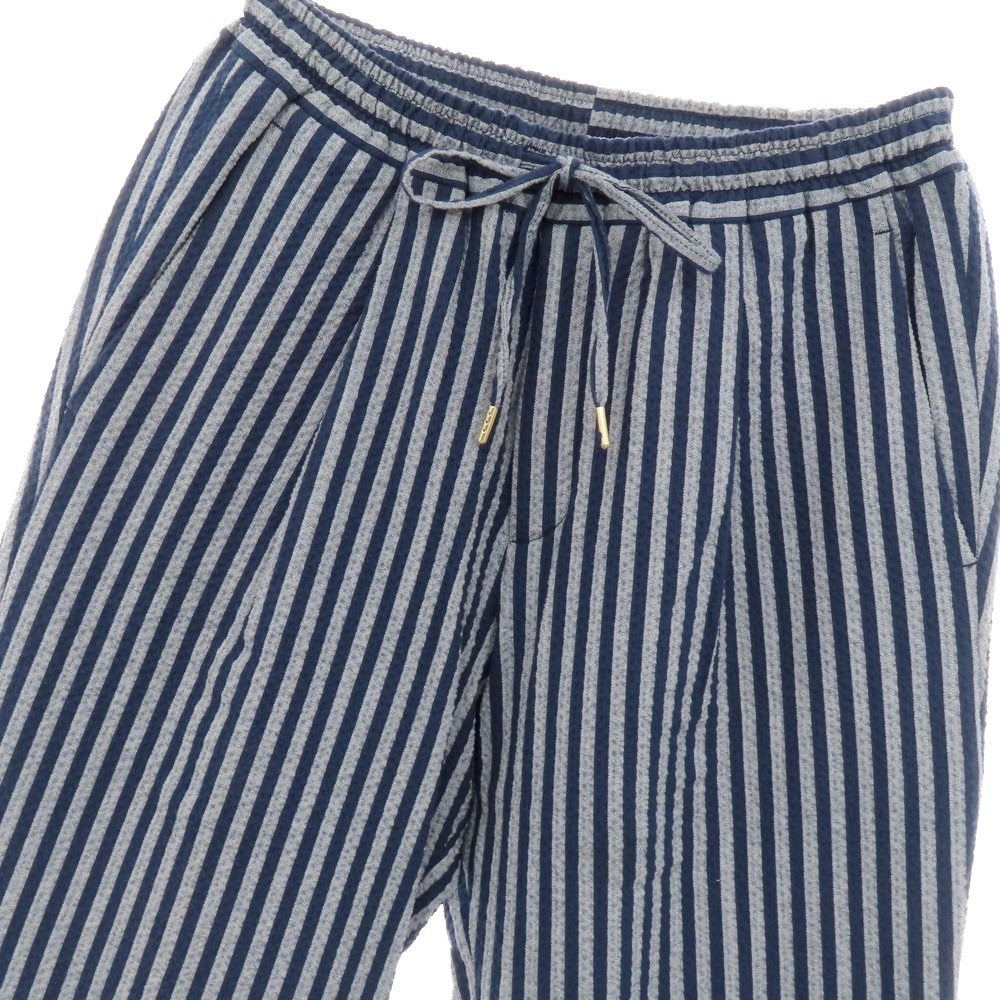 【中古】ブリリア1949 BRIGLIA 1949 ストレッチ コットンナイロン シアサッカー ストライプ イージーパンツ ネイビーxグレー【 44 】【 状態ランクA 】【 メンズ 】