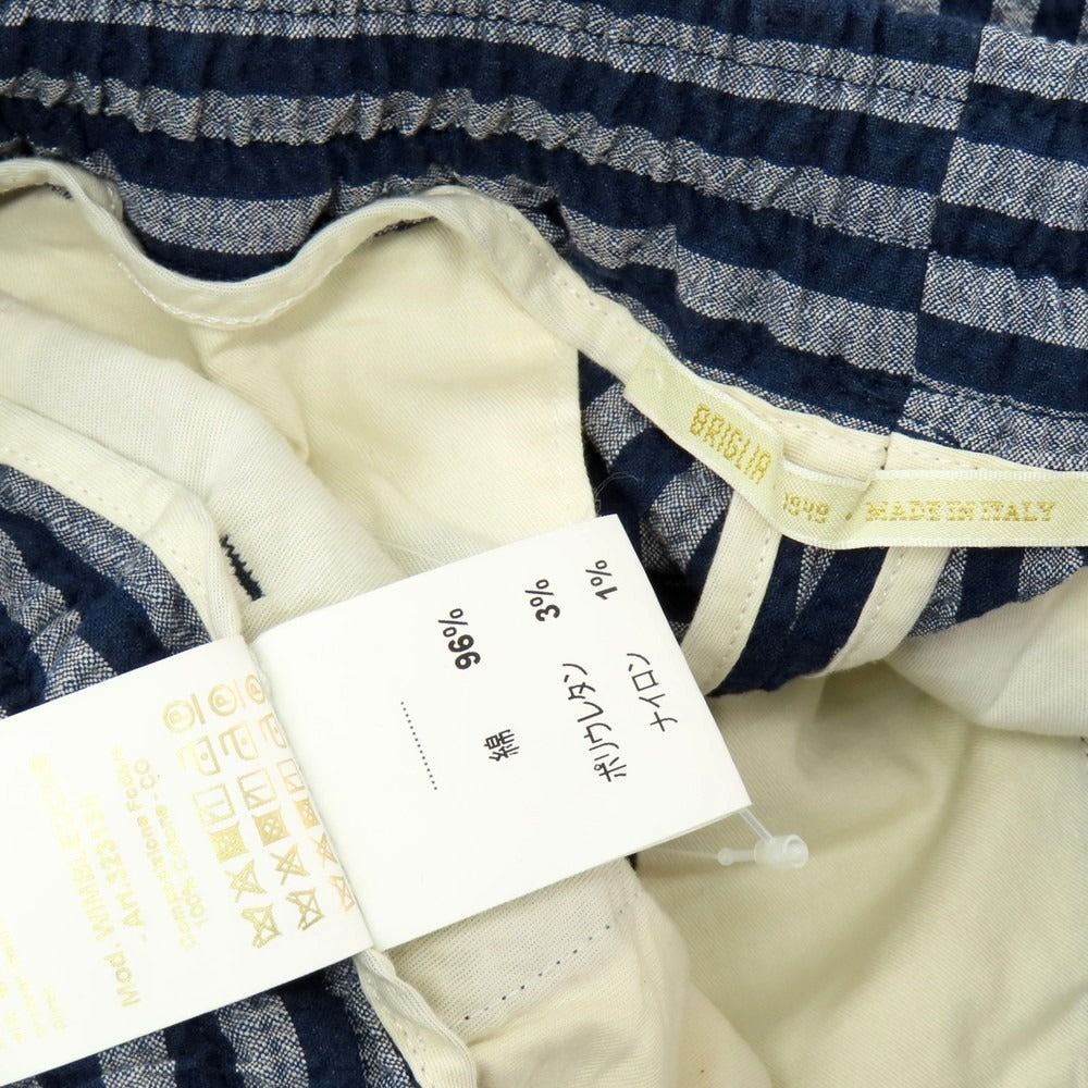 【中古】ブリリア1949 BRIGLIA 1949 ストレッチ コットンナイロン シアサッカー ストライプ イージーパンツ ネイビーxグレー【 44 】【 状態ランクA 】【 メンズ 】