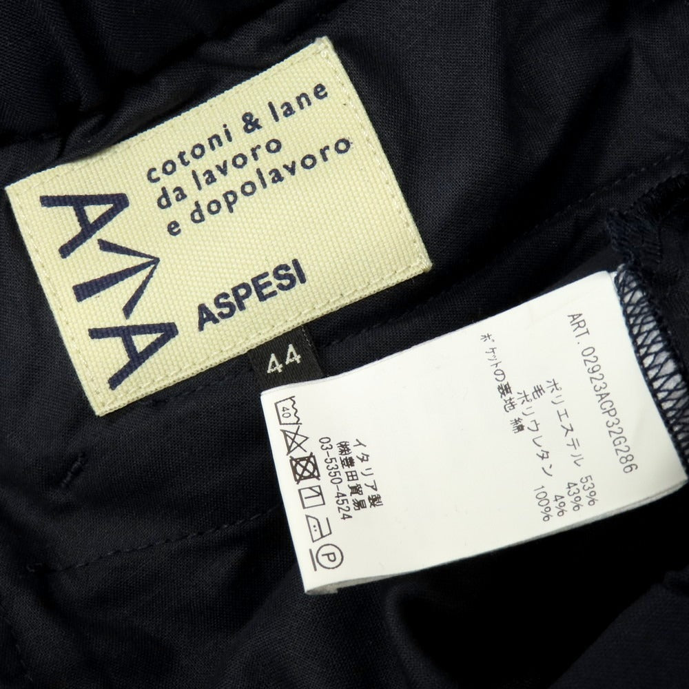 【中古】アスペジ ASPESI ストレッチ ポリエステルウール イージースラックスパンツ ネイビー【 44 】【 状態ランクB 】【 メンズ 】