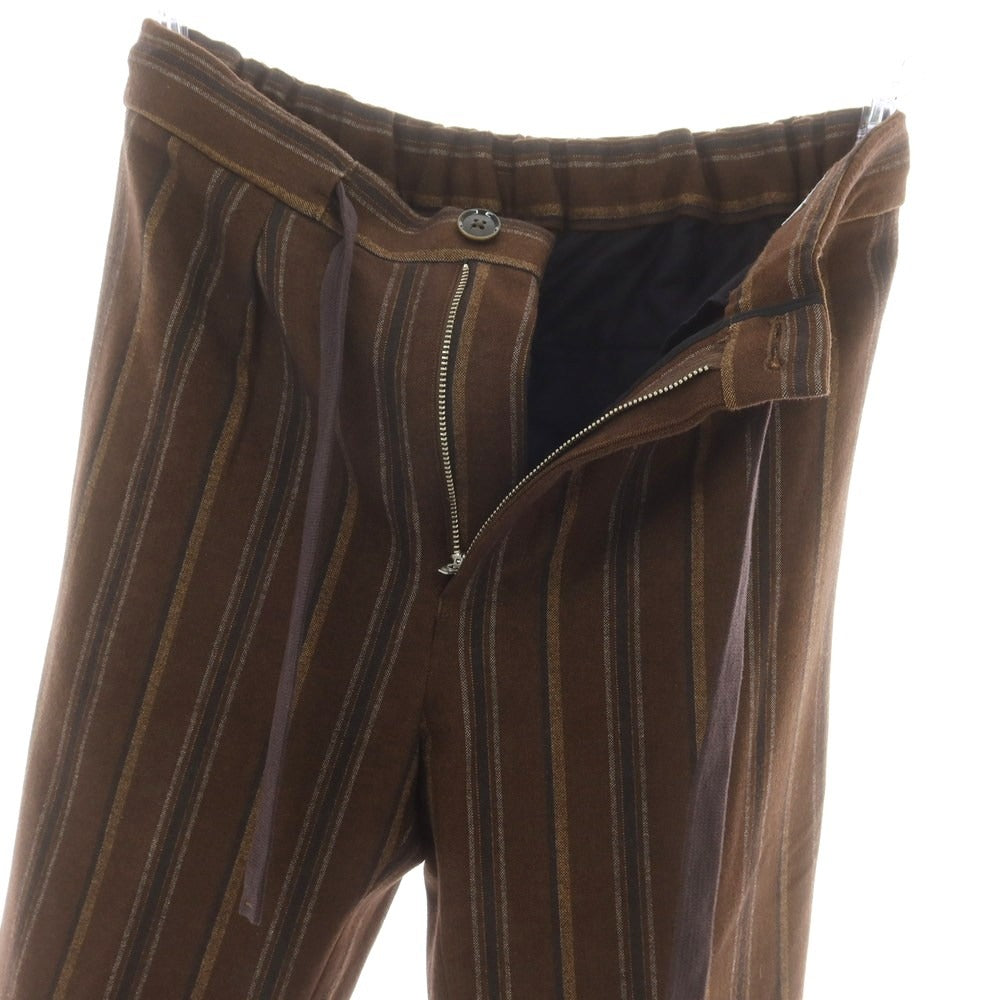 【中古】エストネーション ESTNATION ポリエステルレーヨン ストライプ イージーパンツ ブラウンxグレー【 S 】【 状態ランクB 】【 メンズ 】