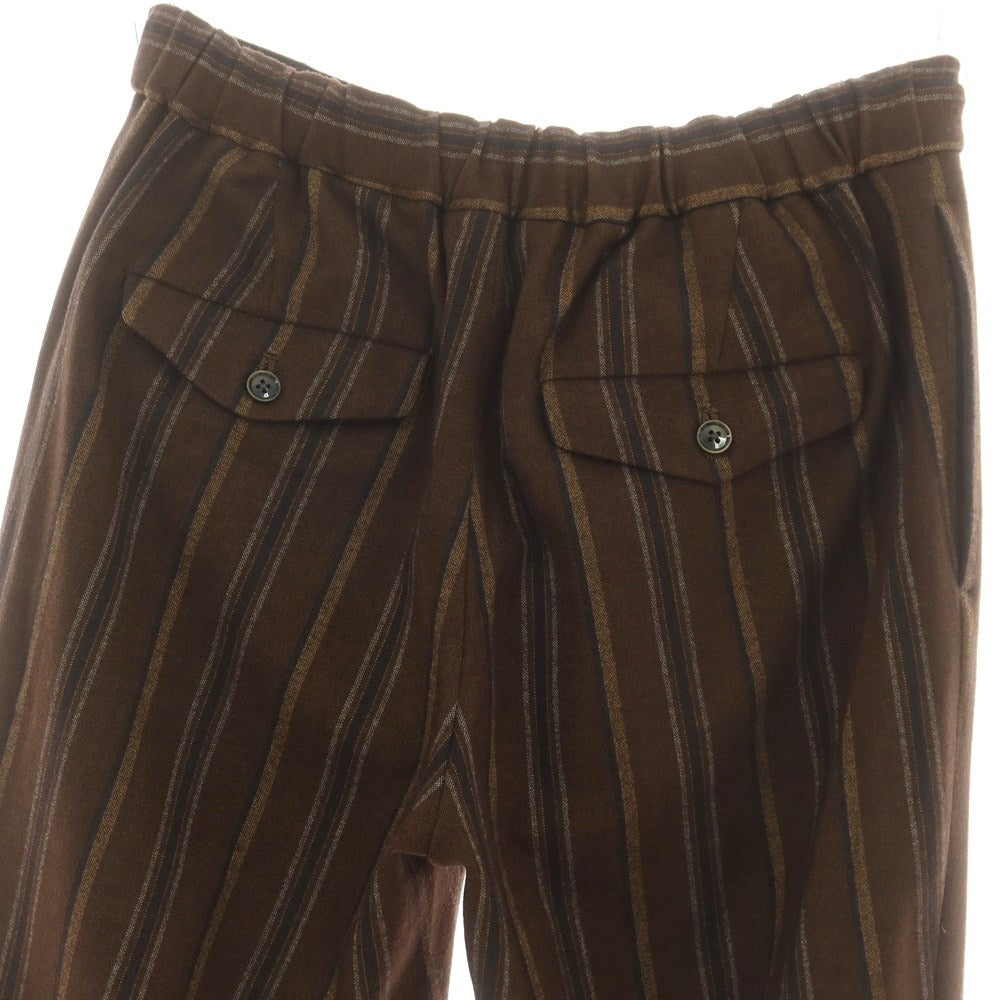 【中古】エストネーション ESTNATION ポリエステルレーヨン ストライプ イージーパンツ ブラウンxグレー【 S 】【 状態ランクB 】【 メンズ 】