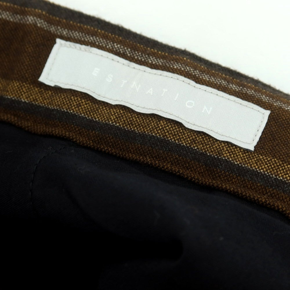 【中古】エストネーション ESTNATION ポリエステルレーヨン ストライプ イージーパンツ ブラウンxグレー【 S 】【 状態ランクB 】【 メンズ 】