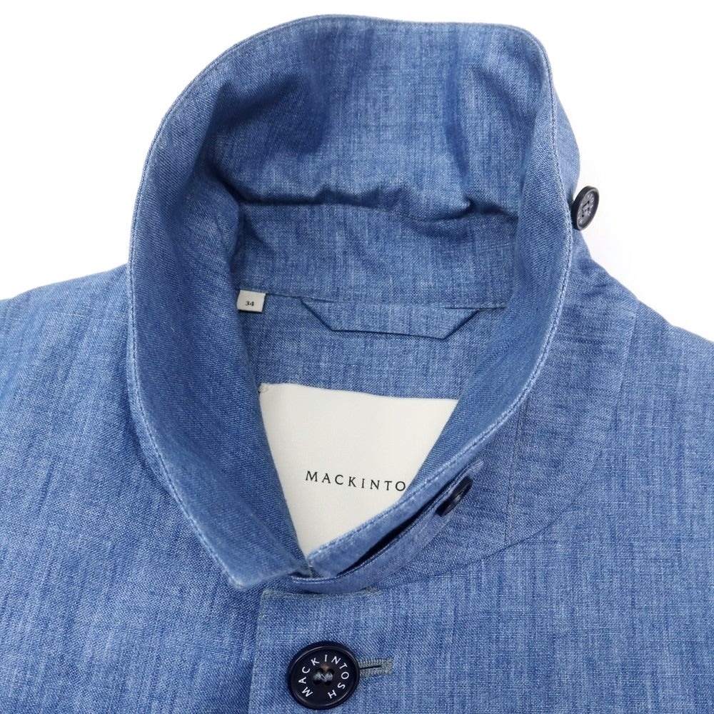 【中古】マッキントッシュ Mackintosh リネン シャンブレー ステンカラーコート ライトブルー【 34 】【 状態ランクB 】【 メンズ 】