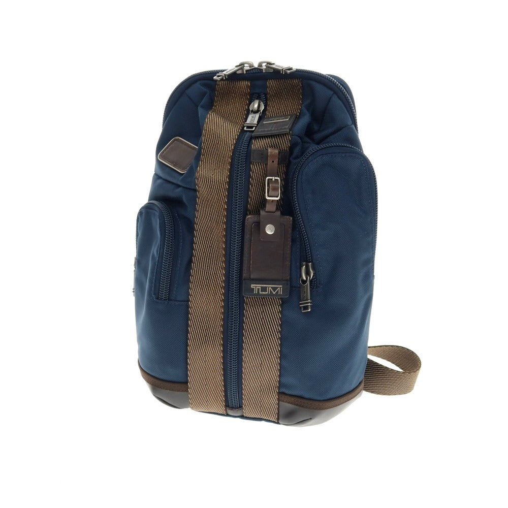 【中古】トゥミ TUMI バリスティックナイロン×レザー ボディバッグ ライトネイビーxブラウン【 状態ランクB 】【 メンズ 】