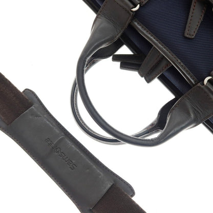 【中古】サムソナイト Samsonite 2WAY ナイロン×レザー ブリーフケース ネイビーxダークブラウン【 状態ランクC 】【 メンズ 】 [CPD]