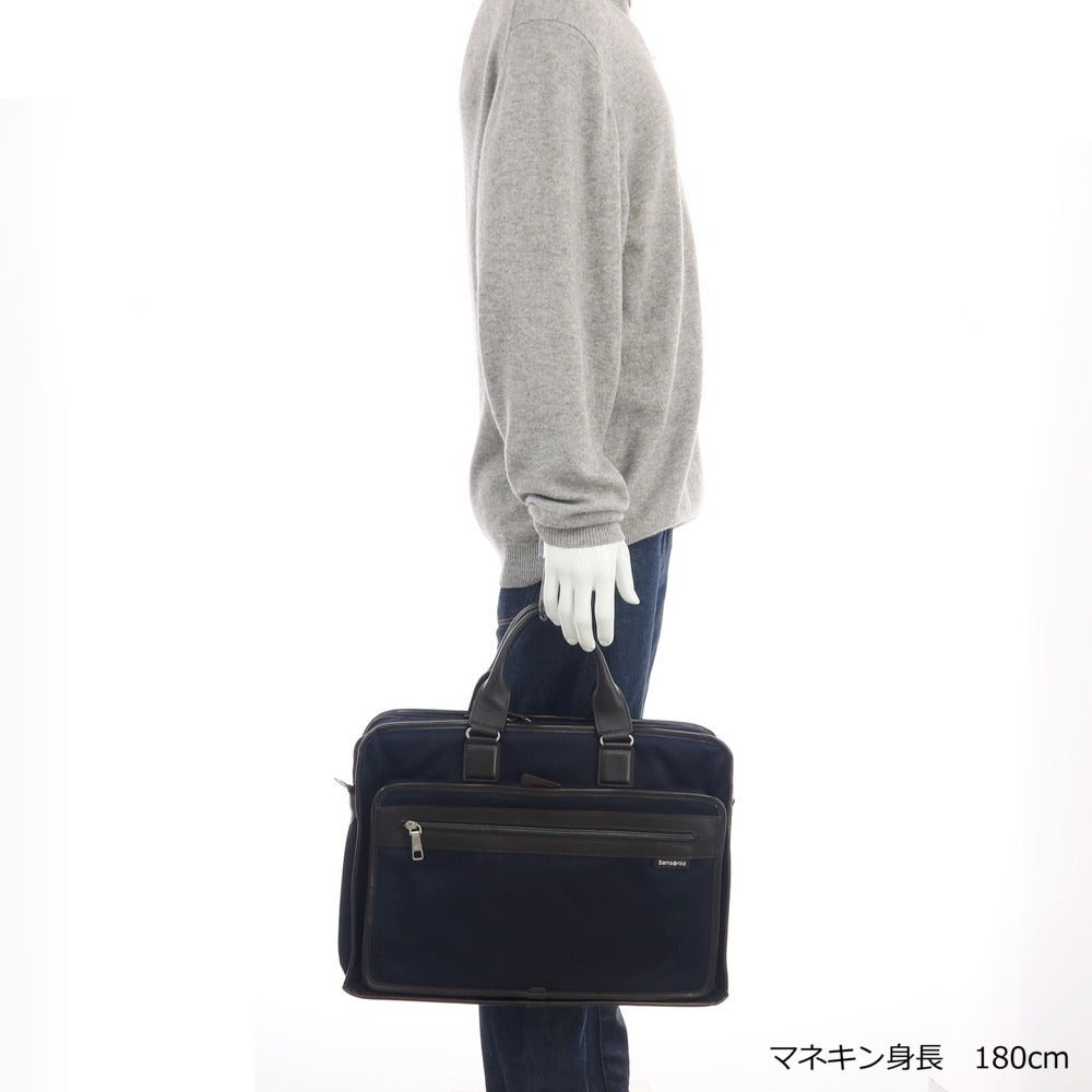 【中古】サムソナイト Samsonite 2WAY ナイロン×レザー ブリーフケース ネイビーxダークブラウン【 状態ランクC 】【 メンズ 】 [CPD]