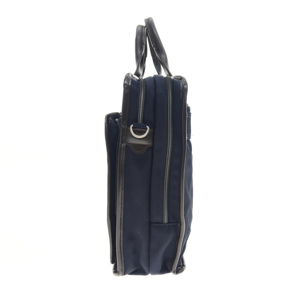 【中古】サムソナイト Samsonite 2WAY ナイロン×レザー ブリーフケース ネイビーxダークブラウン【 状態ランクC 】【 メンズ 】 [CPD]